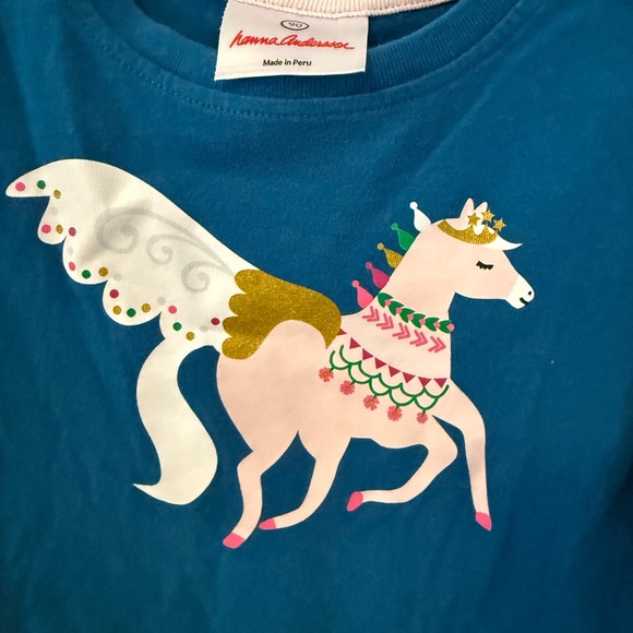 Hanna Andersson Long Sleeve Blue Kids Shirt with Unicorn Design - Picture 2 of 3